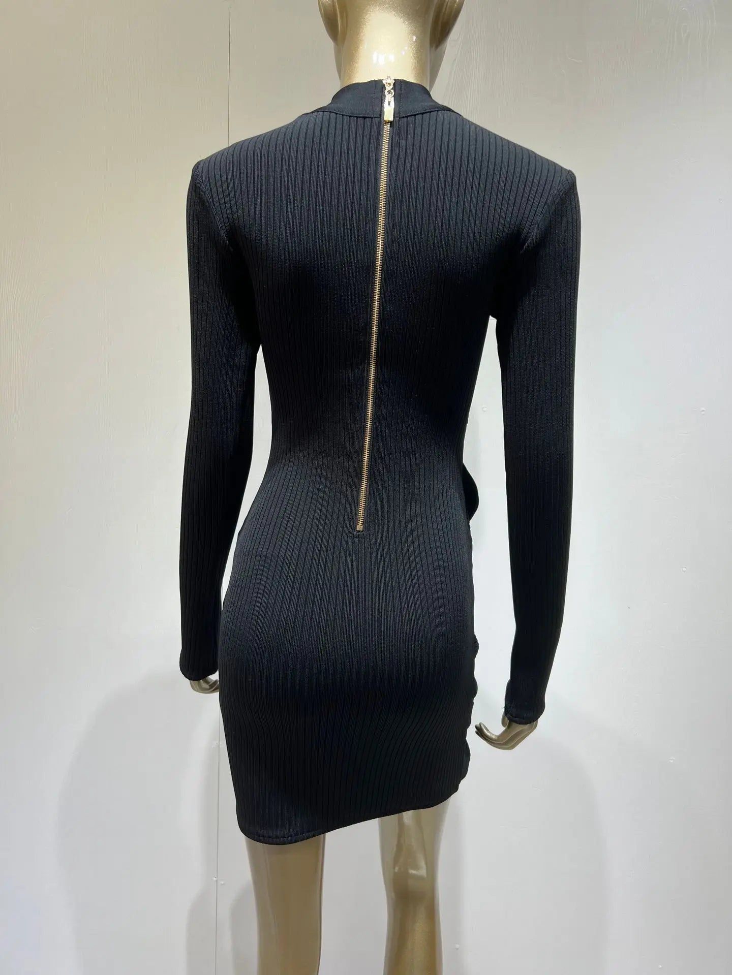 Terina Long Sleeve Mesh Turtleneck Bandage Dress - SunsetFashionLA