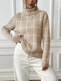 Thalassa Plaid Knit Turtleneck Sweater - SunsetFashionLA