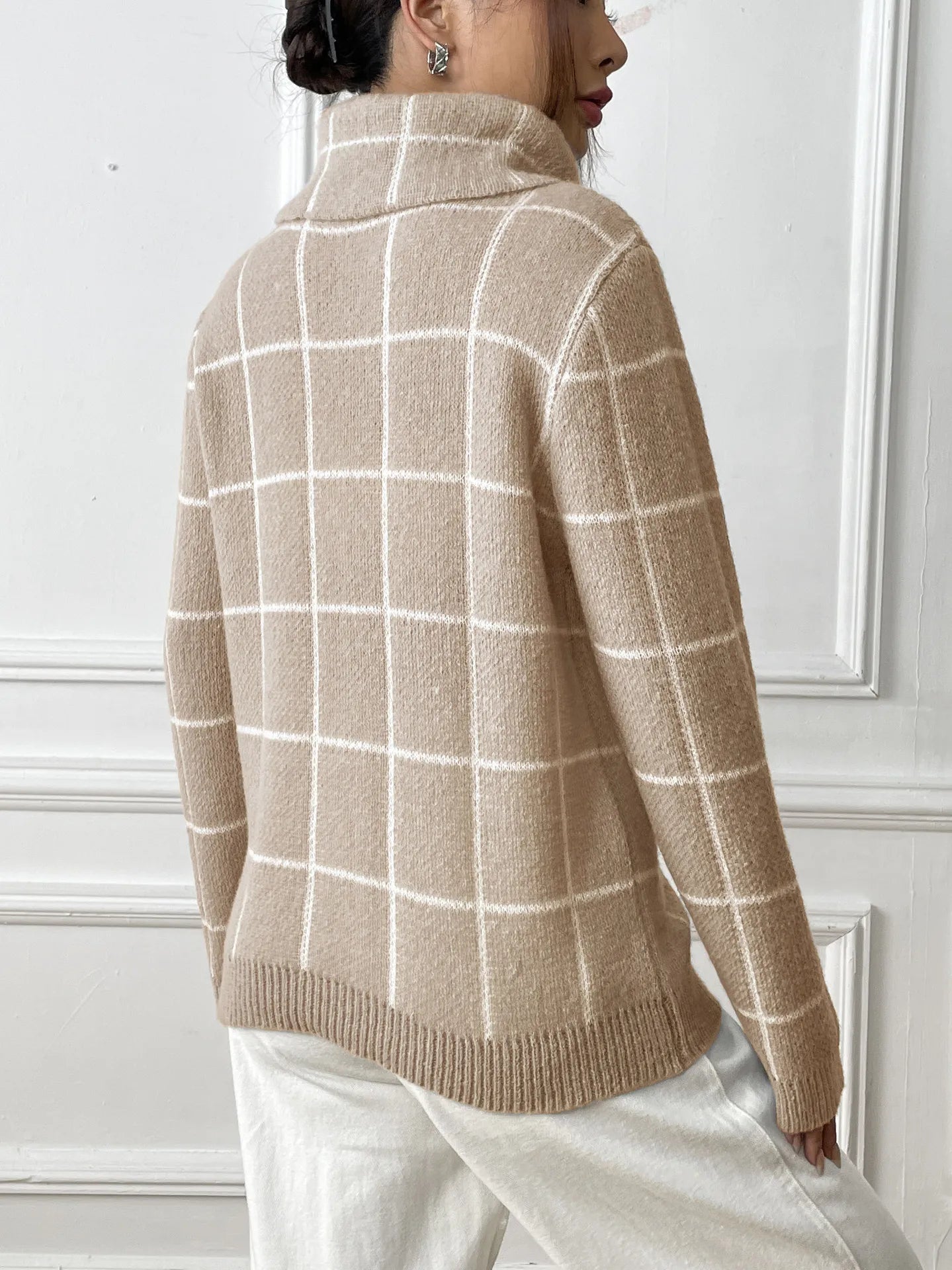Thalassa Plaid Knit Turtleneck Sweater - SunsetFashionLA