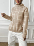 Thalassa Plaid Knit Turtleneck Sweater - SunsetFashionLA
