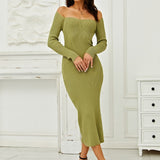 Tia Knit Off Shoulder Sweater Dress - SunsetFashionLA
