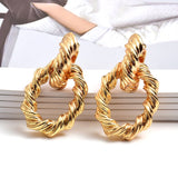 Tracey Metal Hoops Drop Earrings - SunsetFashionLA