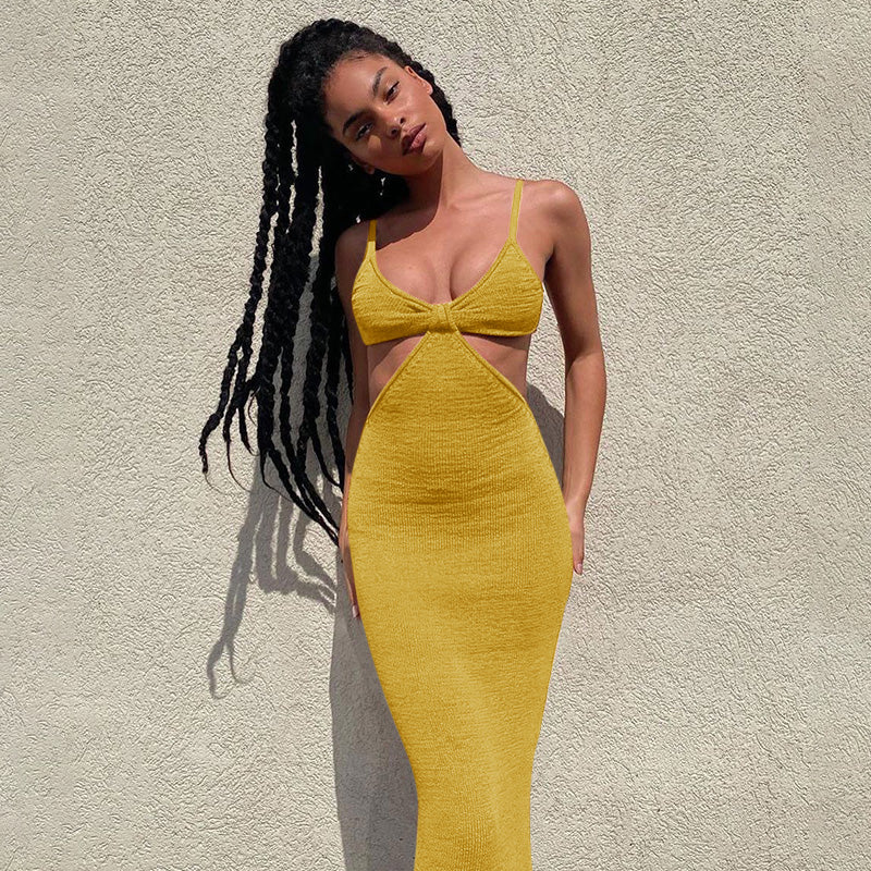 Tulum Knit Cut Out Maxi Dress - SunsetFashionLA