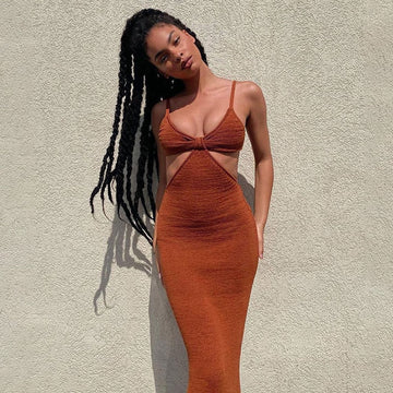 Tulum Knit Cut Out Maxi Dress - SunsetFashionLA