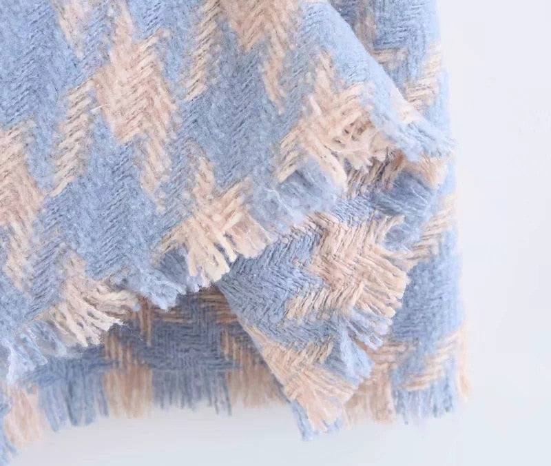 Tyra Houndstooth Blazer and Skirt Two Piece Set - SunsetFashionLA