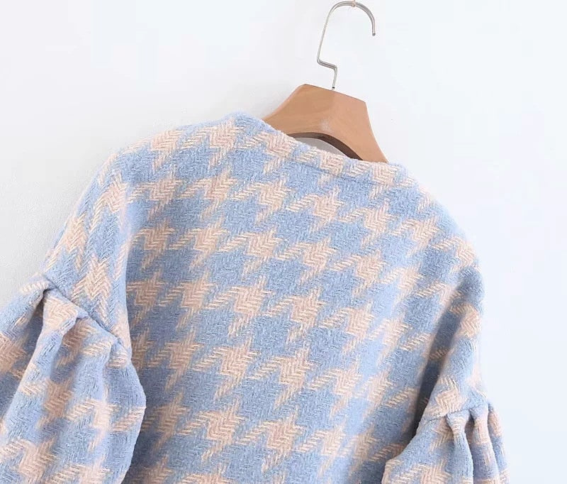 Tyra Houndstooth Blazer and Skirt Two Piece Set - SunsetFashionLA