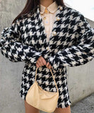 Tyra Houndstooth Blazer and Skirt Two Piece Set - SunsetFashionLA