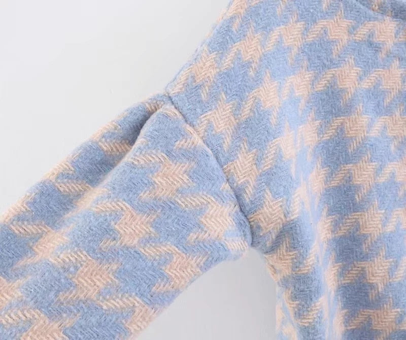 Tyra Houndstooth Blazer and Skirt Two Piece Set - SunsetFashionLA