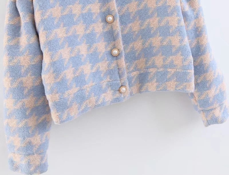 Tyra Houndstooth Blazer and Skirt Two Piece Set - SunsetFashionLA