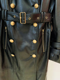 Vegan Leather Double Breasted Trench Coat - SunsetFashionLA