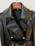 Vegan Leather Double Breasted Trench Coat - SunsetFashionLA