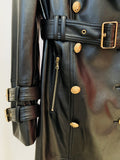 Vegan Leather Double Breasted Trench Coat - SunsetFashionLA
