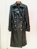 Vegan Leather Double Breasted Trench Coat - SunsetFashionLA