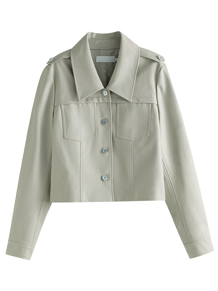 Vegan Leather Retro Single Breasted Jacket - SunsetFashionLA