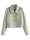 Vegan Leather Retro Single Breasted Jacket - SunsetFashionLA