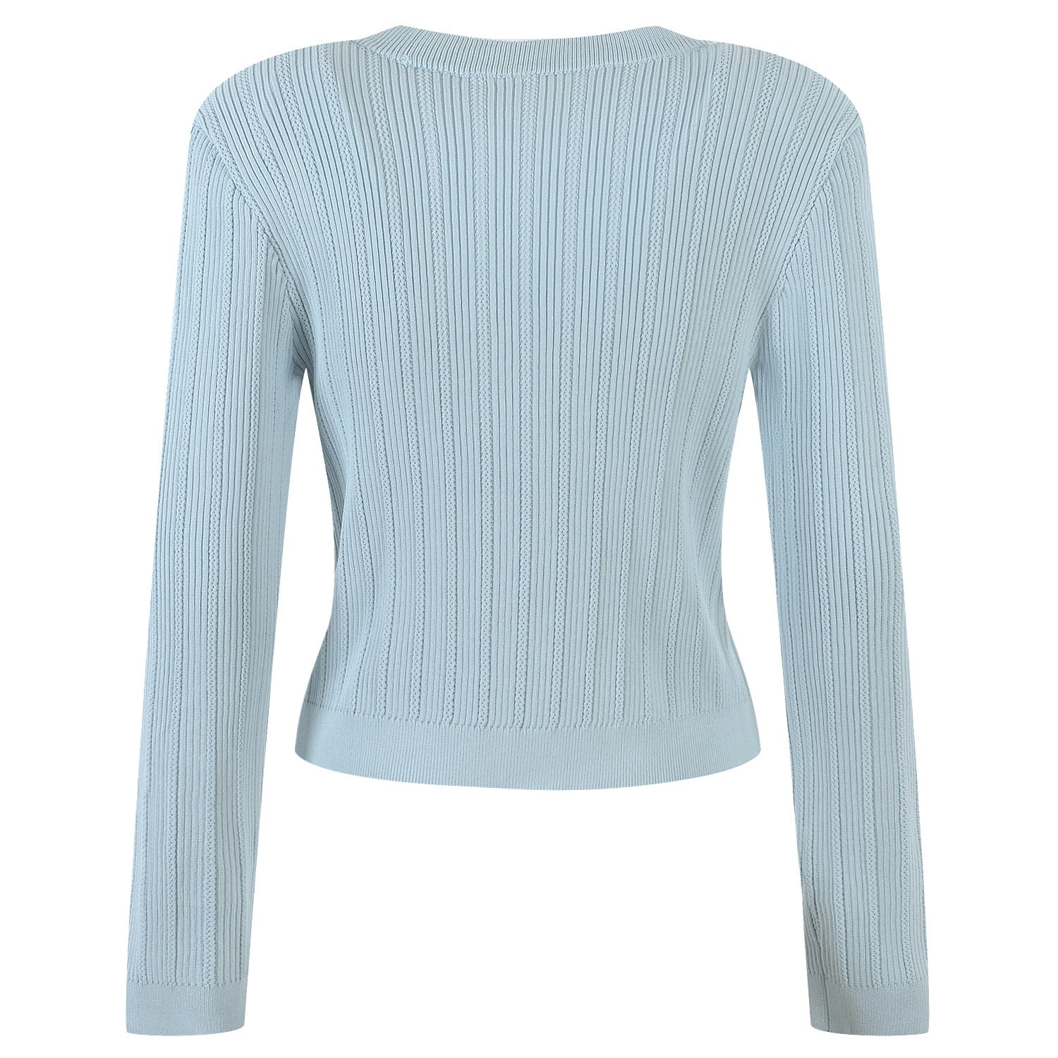 Vida V-neck Knit Cardigan with Gold Buttons - SunsetFashionLA