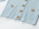 Vida V-neck Knit Cardigan with Gold Buttons - SunsetFashionLA