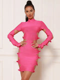 Vivien Bandage Long Sleeve Cut Out Dress - SunsetFashionLA