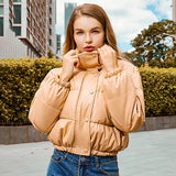 Windbreaker Crop Padded Vegan Leather Jacket - SunsetFashionLA