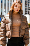 Windbreaker Crop Padded Vegan Leather Jacket - SunsetFashionLA
