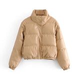 Windbreaker Crop Padded Vegan Leather Jacket - SunsetFashionLA