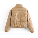 Windbreaker Crop Padded Vegan Leather Jacket - SunsetFashionLA
