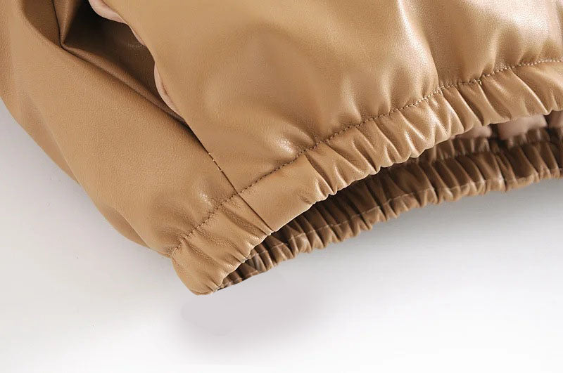 Windbreaker Crop Padded Vegan Leather Jacket - SunsetFashionLA