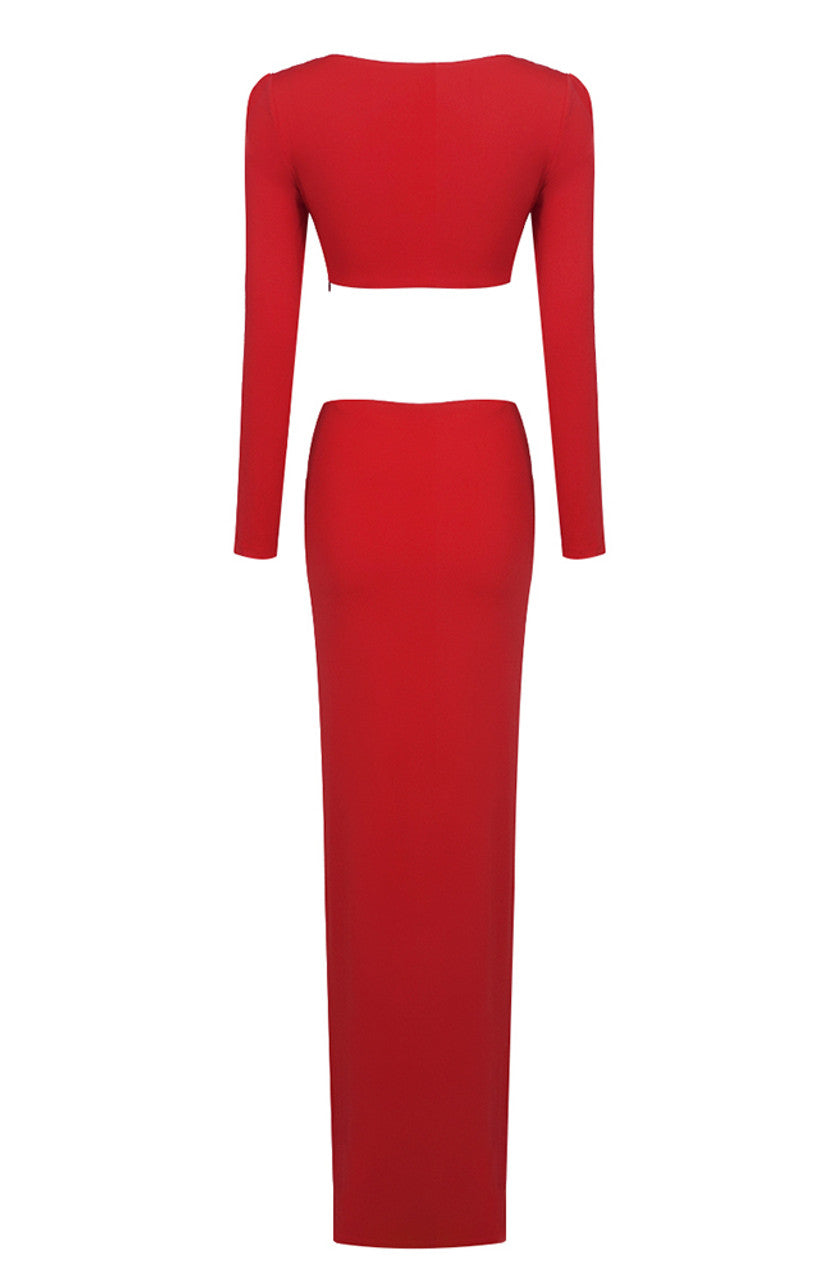 Afare 3D Flower Ruched Two Piece Set Dress