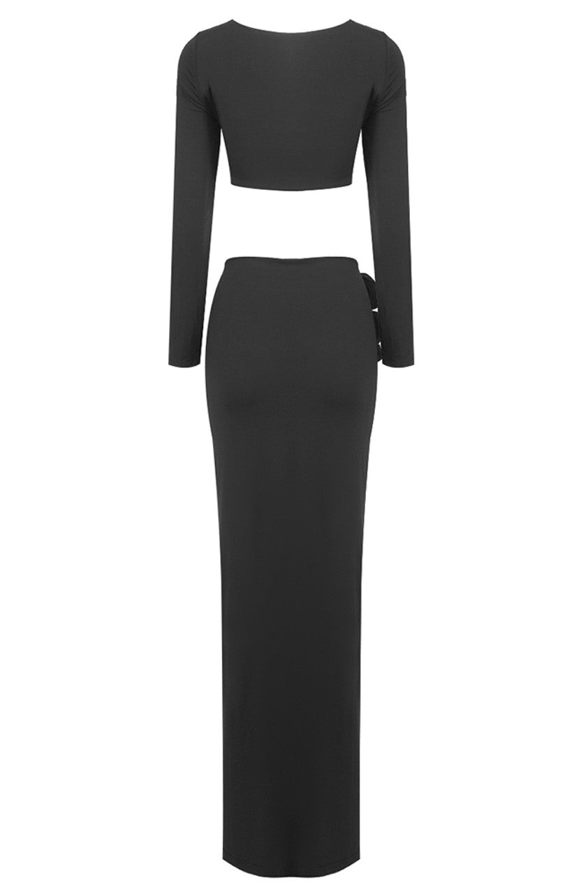 Afare 3D Flower Ruched Two Piece Set Dress