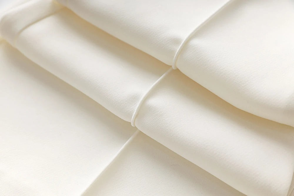 White Pants and Blazer with Pearls Two Piece Set