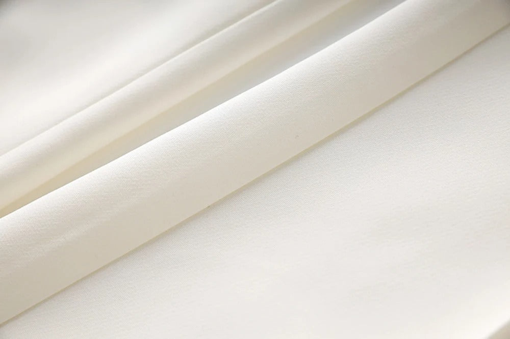 White Pants and Blazer with Pearls Two Piece Set