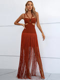 Charlotte Bandage Cut Out Tassel Dress - SunsetFashionLA