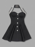 Gabriella A-Line Halter Bandage Rhinestone Dress
