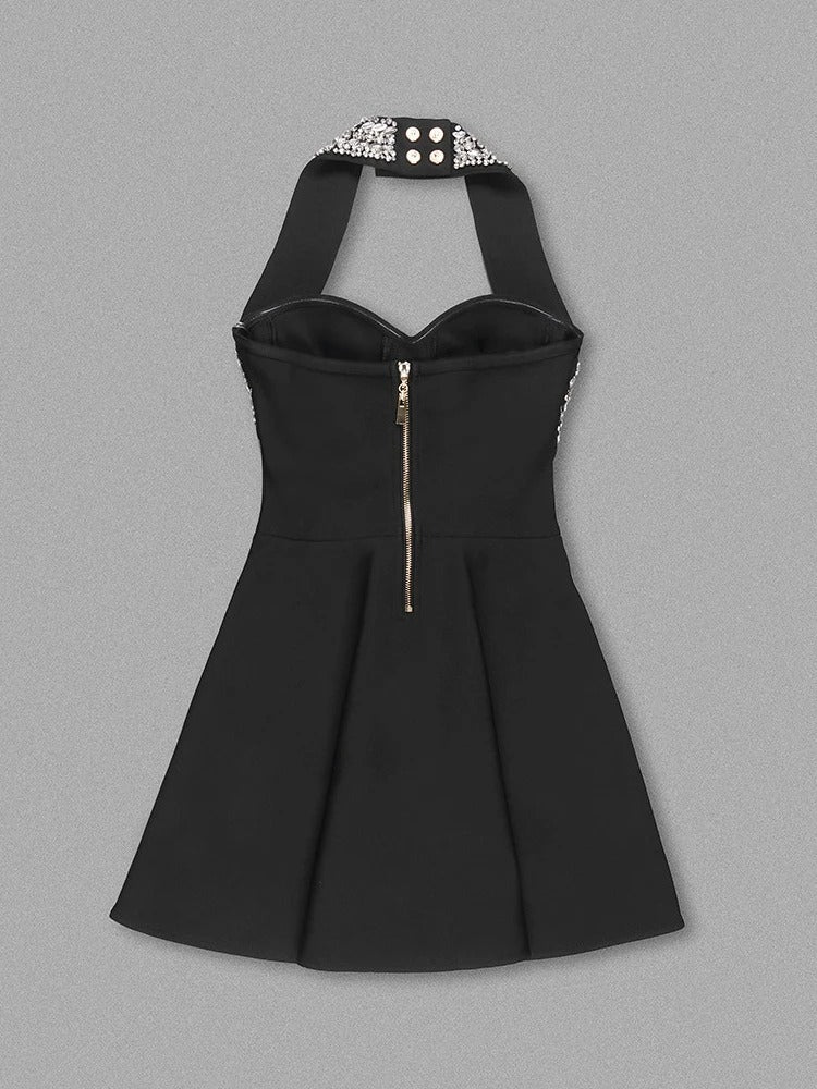 Gabriella A-Line Halter Bandage Rhinestone Dress