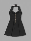 Gabriella A-Line Halter Bandage Rhinestone Dress