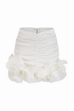 Asymmetrical Hem Ruffle Ruched Skirt