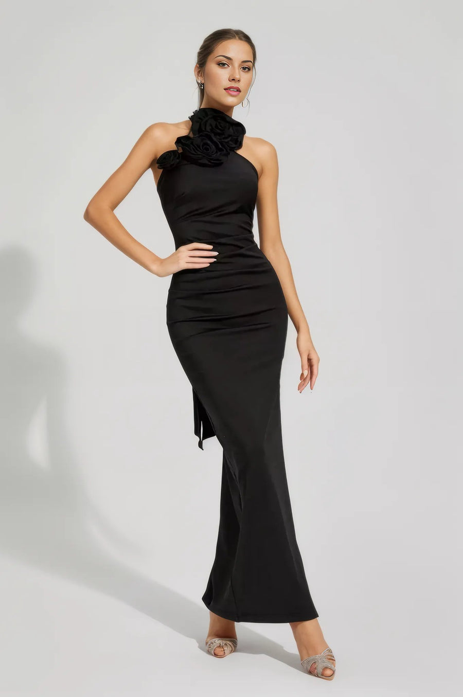 Black - Gloria Gold Patchwork Gold and Black Satin Two Piece Set Gown Dress SunsetFashionLA Black - Gloria Gold Patchwork Gold and Black Satin Two Piece Set Gown Dress SunsetFashionLA