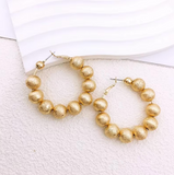 Ball Hoop Brushed Gold Earrings