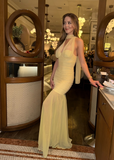 Tatti Mesh Halter Gown Dress