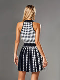 Julien Knitted Houndstooth Gold Button Dress