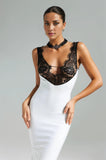 Kira Bandage V Neck Lace Details Gown Dress