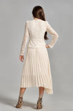 Magdalena Lace Patchwork Chiffon Pleated Dress