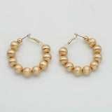 Ball Hoop Brushed Gold Earrings