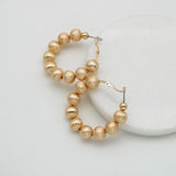 Ball Hoop Brushed Gold Earrings