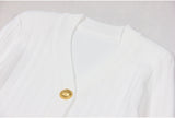 Vida V-neck Knit Cardigan with Gold Buttons