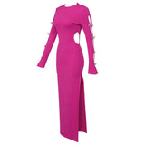 Alyssa Bandage Long Sleeve Cut Out Rhinestone Gown Dress