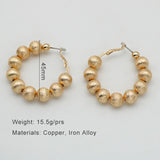 Ball Hoop Brushed Gold Earrings