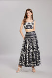 Patty Black and White Floral Print Two Piece Dress Set