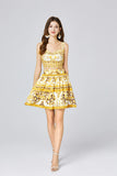 Vlada Summer Yellow Floral Two Piece Dress Set