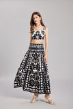 Patty Black and White Floral Print Two Piece Dress Set